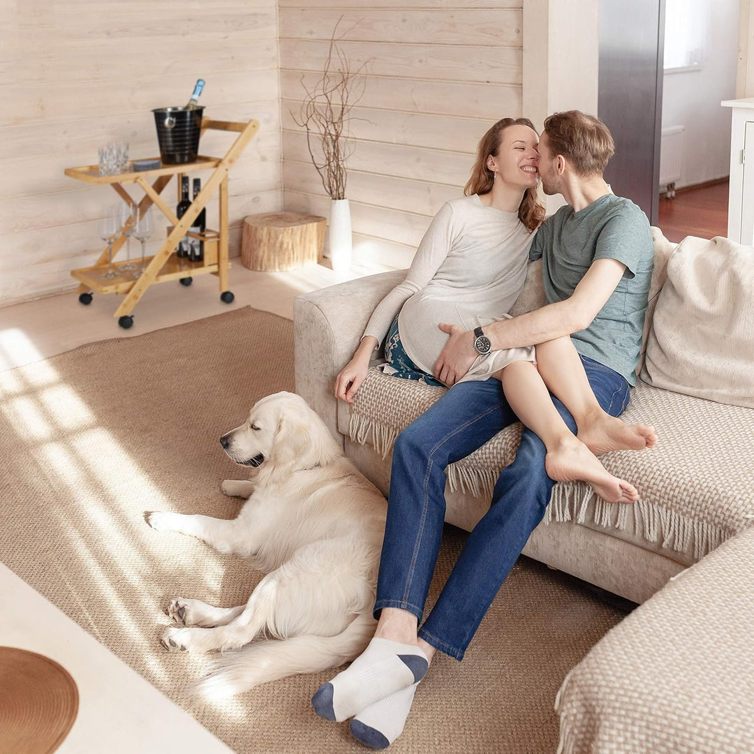 Relaxdays Küchenwagen Bambus, Servierwagen klappbar mit Flaschenhalter, Rollwagen Holz, HxBxT: 70 x