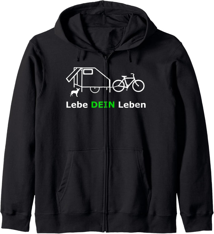 Fahrradwohnwagen Lebe dein Leben Kapuzenjacke