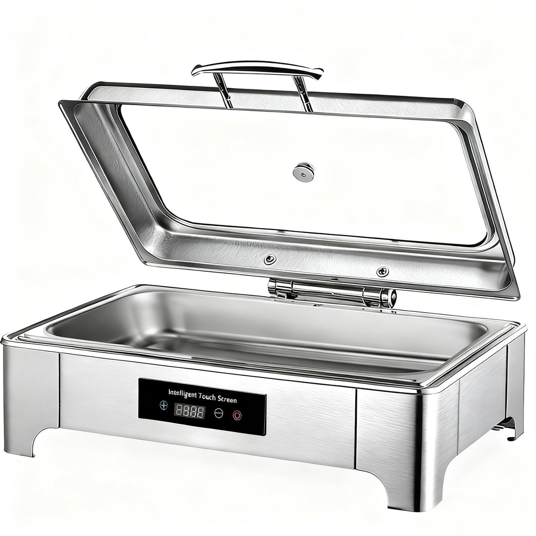 Chafing Dish Elektrisch, 9L Edelstahl Speisewärmer Buffetwärmer mit Touch-Temperaturregelung, Warmha