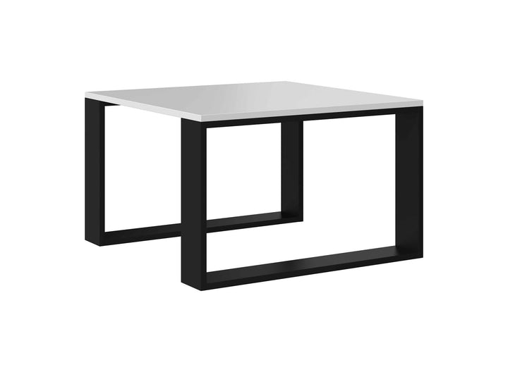 VBChome Kaffeetisch 67 x 67 x 40 cm Weiss - Schwarz Couchtisch Wohnzimmertisch Teetisch Beistelltisc
