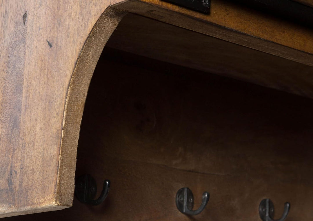 MASSIVMOEBEL24.DE | Railway- Massive Wandgarderobe | braun geölt | aus Mangoholz | offen mit Schiebe