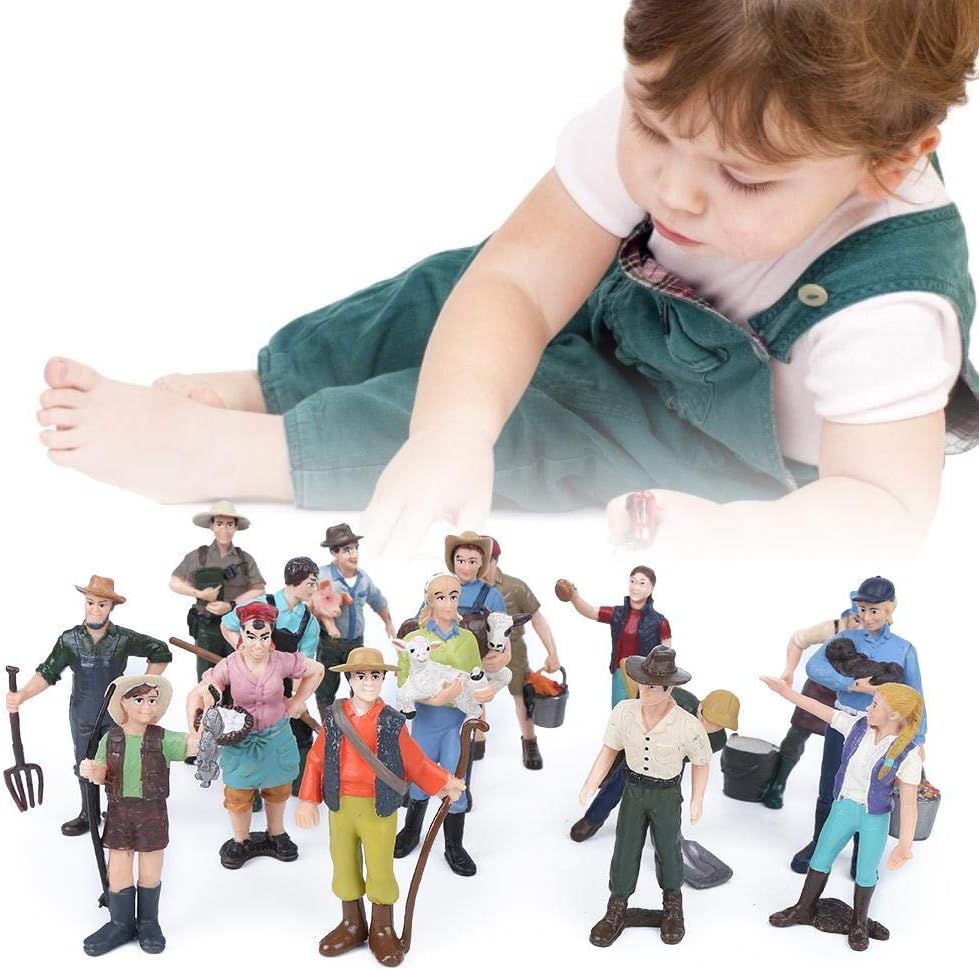 Zerodis 16pcs Farmfiguren, Miniatur-Bauernfiguren Pretend Farmfigur Farmspielzeugset für Kindergesch