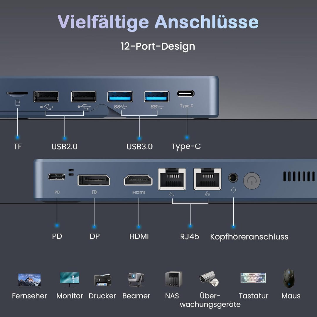 Mini PC N150 (bis zu 3,6 GHz), Micro Desktop Computer 12 GB DDR5 RAM, M.2 SSD Mini-PC mit 8-Zoll-Tou