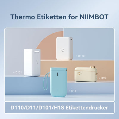 NIIMBOT Thermo Kabeletiketten, 12.5 x 109mm Etikettendrucker Thermo Papier Kompatibel mit dem D110 D