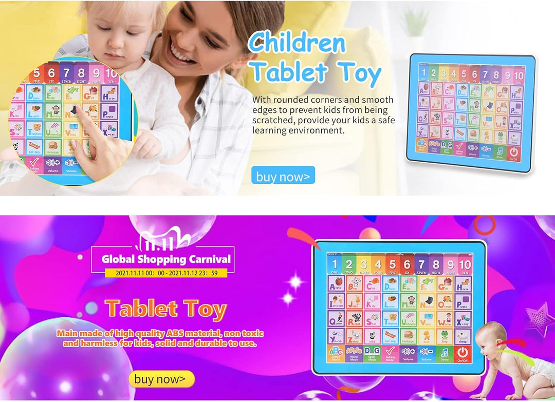 Zerodis Baby Englisch Lernen Maschinenspielzeug Touchscreen Tablet Pad frühen pädagogischen Bücher S