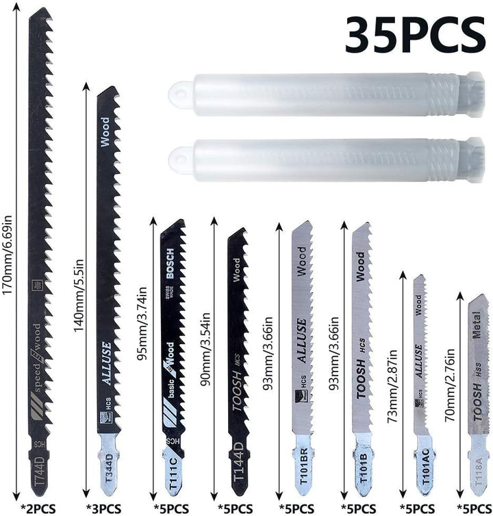 35 Stück Stichsägeblätter in T-Form T744D T344D T101B T111C T144D T101AO T118A T101BR zum Schneiden