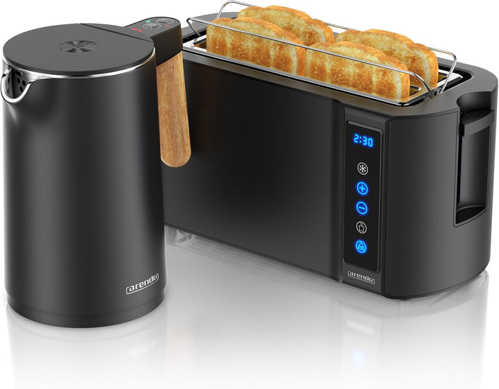 Arendo - Wasserkocher Toaster SET - Edelstahl - Wasserkocher mit Temrpatureinstellung - 45-100 Grad