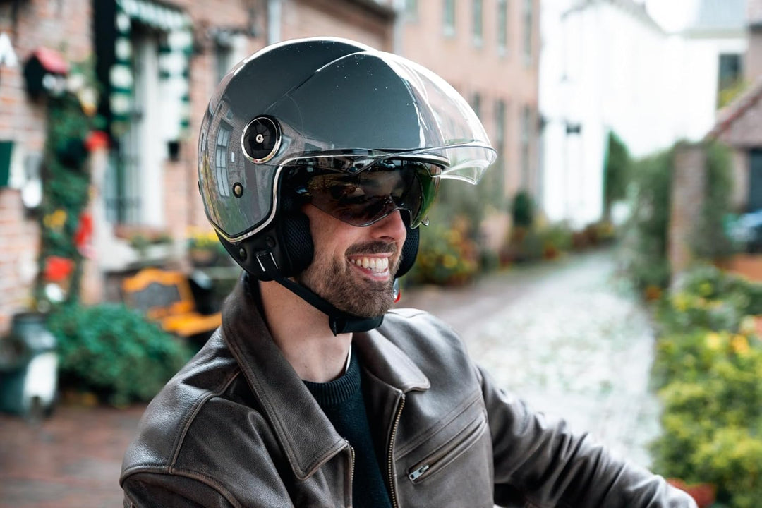VINZ Tobia Jethelm mit Doppelvisier | Roller Helm mit Sonnenblende | In Gr. XS-XXL | ECE 22.06 Zerti
