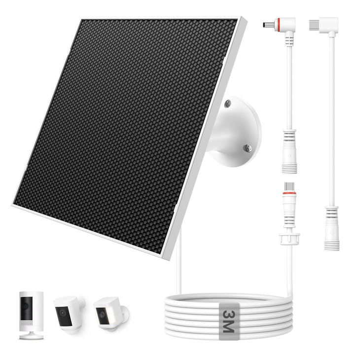 Solarpanel für Ring Kamera, 6W Solar Ladegerät mit USB-C und DC für Ring Stick Up Cam Plus Pro und S