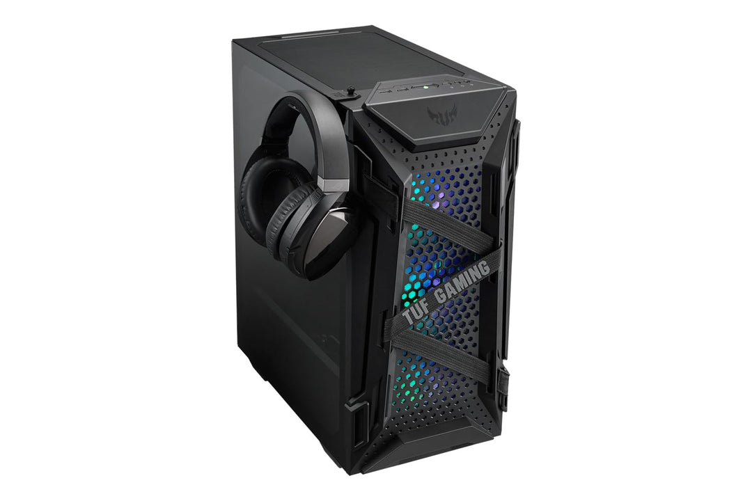 ASUS TUF Gaming GT301 kompaktes PC Gehäuse (Mid-Tower, Seitenwand aus Glas, 120mm Aura-RGB-Lüfter, A