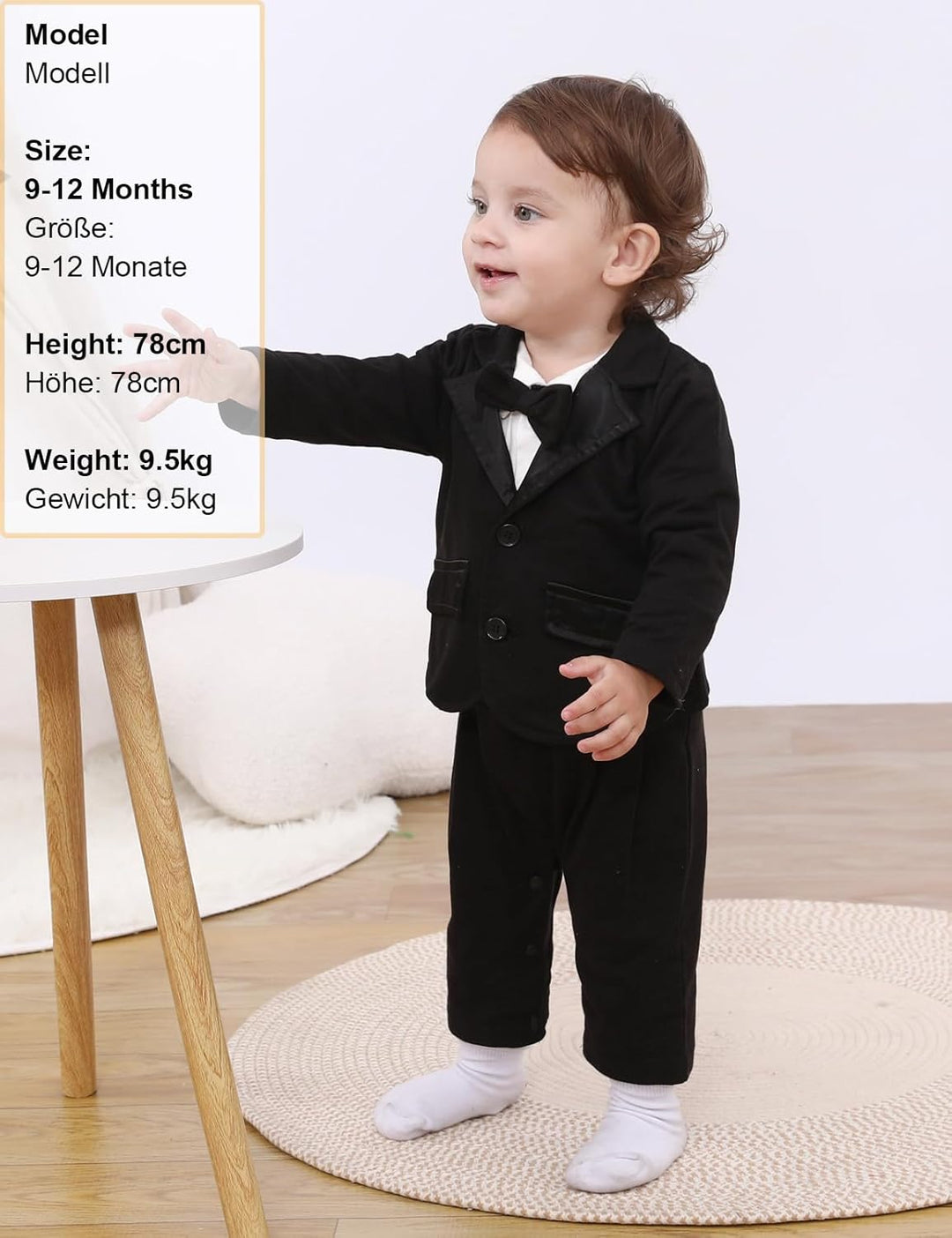 mintgreen Baby Junge Gentleman Strampler, 2pcs Anzug Set Hochzeit Outfit mit Mantel, 6-24 Monate 9-1