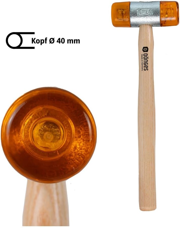 Dönges Rückschlagfreier Schonhammer mit lackiertem Eschenstiel | Ø 40 mm | 570 g leicht | Austauschb
