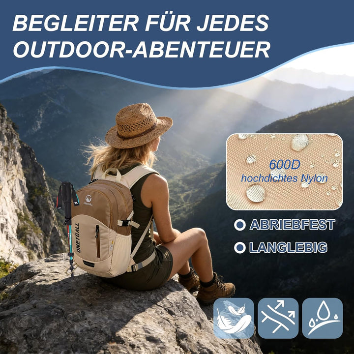 Diebstahlsicherer Wanderrucksack Damen 20L, Leichter Tagesrucksack Herren Klein, Wasserdichter Fahrr