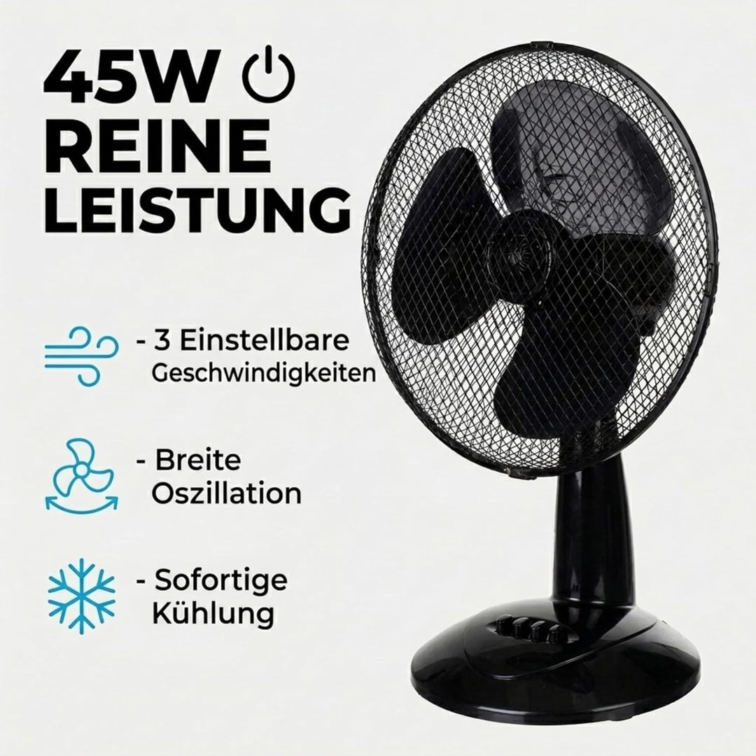 LEX XXL Tischventilator Premium Ventilator Windmaschine Ø30 cm, 3 Geschwindigkeiten, Leistung: 45 Wa
