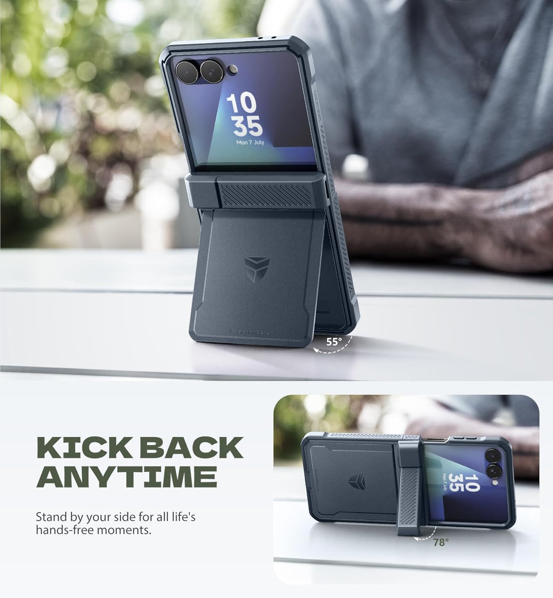 Dexnor Kompatibel mit Samsung Galaxy Z Flip 7 Hülle (2025) mit Dual Kickstands & Auto-Close Scharnie