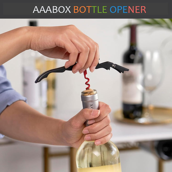 Sommelier Kellnermesser mit Geschenkbox 2 Stück，3-in-1 Upgraded Heavy Duty Edelstahl Korkenzieher We