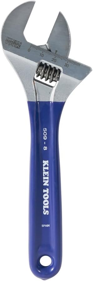 Klein Tools D509–8 Verstellbarer Schraubenschlüssel 20,3 cm mit extrabreiten Kiefer