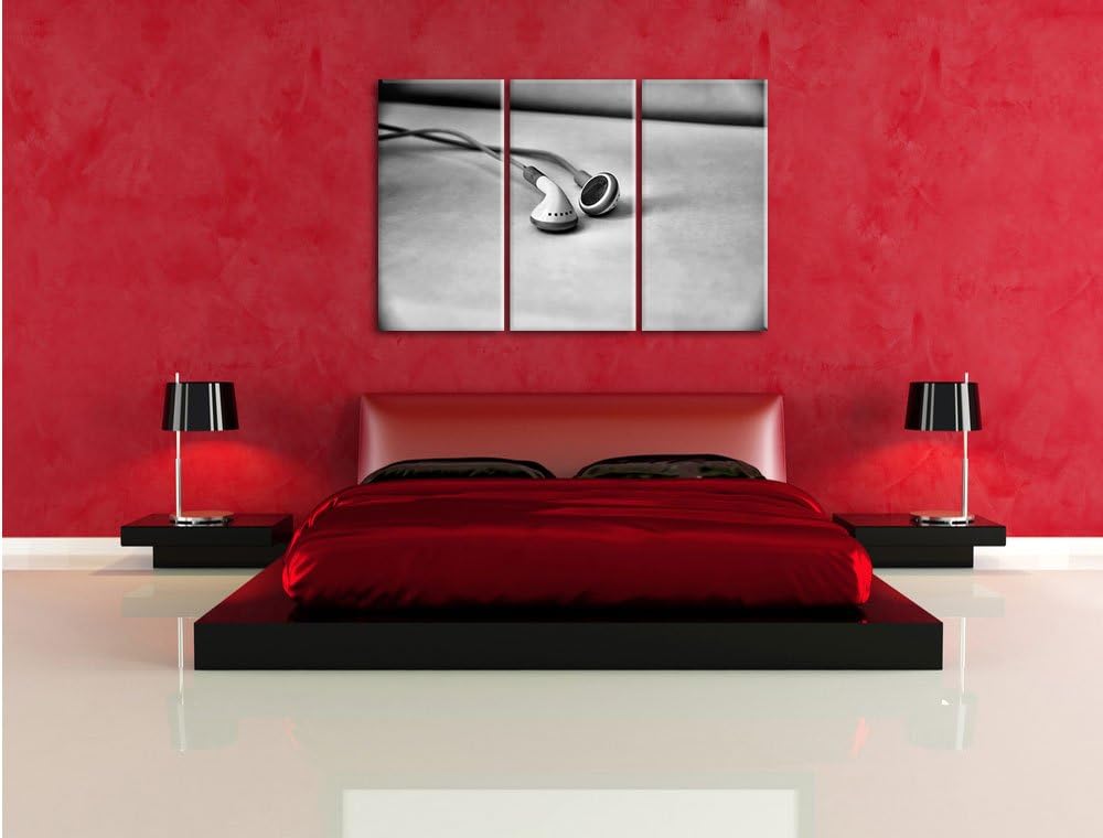 Pixxprint Monocrome, Kopfhörer 3-Teiler Leinwandbild 120x80 Bild auf Leinwand