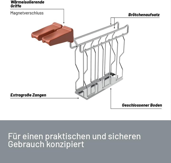 Imetec Grantoast - Toaster 2 XL-Scheiben mit zu öffnenden Zangen für gefüllte Toasts - 7 Bräunungsst