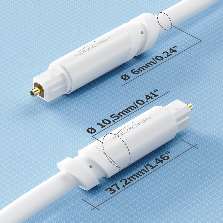 KabelDirekt Optisches Audiokabel mit 0% Signalverlust und Schutzkappe - 15m - TOSLINK weiss (Glasfas