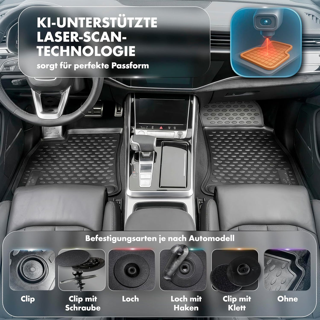 WALSER XTR Gummi Fussmatten Auto für Peugeot Rifter/Citroen Berlingo 2018-Heute, 5-Sitzer, 100% pass