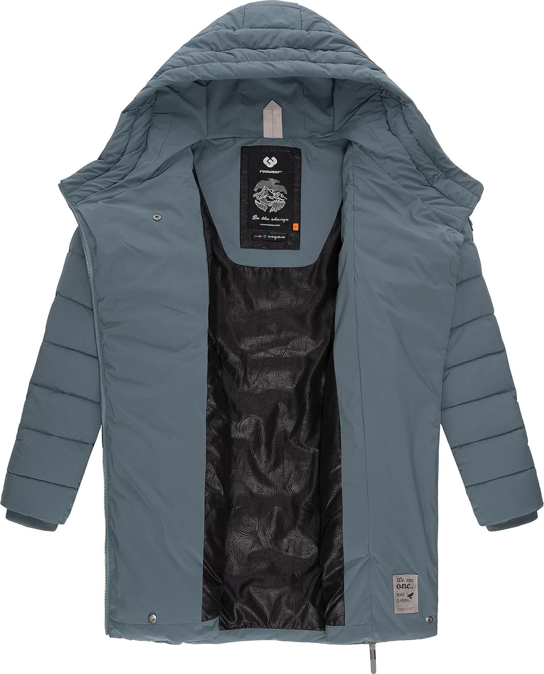 Ragwear Damen wasserdichter Regenmantel Wintermantel warm gefüttert Steppmantel lang mit Kapuze Teel