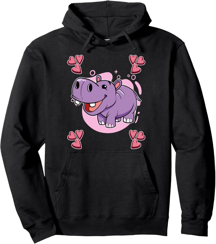 Damen Nilpferd Zeichnung Mädchen Nilpferd Pullover Hoodie