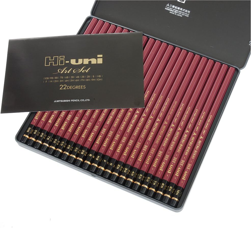 Uni Hi-Uni Wooden Pencil Art Set - 10B to 10H - Box of 22 (HUAS) by Uni