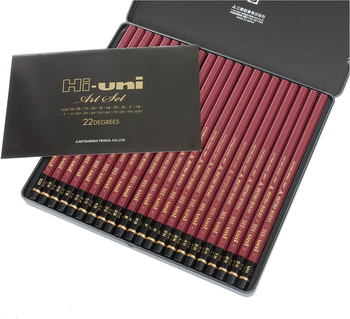 Uni Hi-Uni Wooden Pencil Art Set - 10B to 10H - Box of 22 (HUAS) by Uni