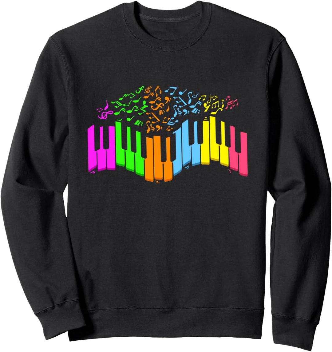 Music Notes Colorful Keyboard Piano Lover Sweatshirt
