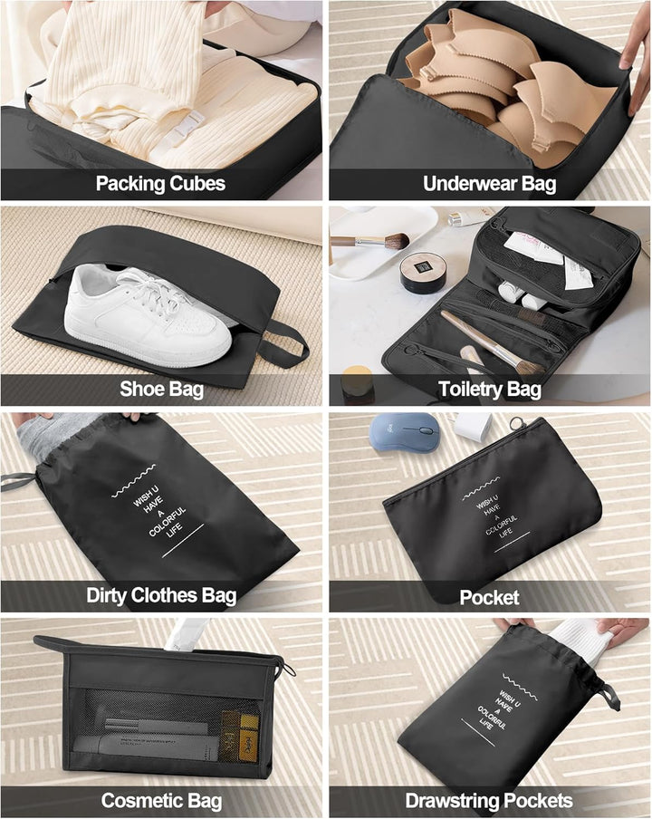 Anjing koffer Organizer 10-teilig, Packing Cubes, leichte Reisegepäck-Organizer, wasserdicht, platzs