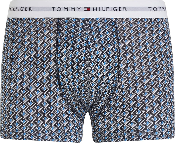 Tommy Hilfiger Herren 3er Pack Boxershorts Trunks Unterwäsche S Blau (Crop Geo/Well Water/Desert Sky