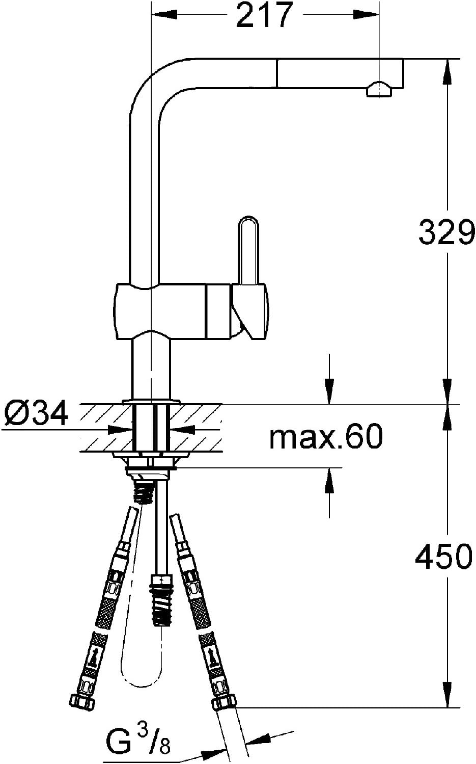 Grohe Spültischarmatur Flair L, 32454000, Einhandmischer für Spüle mit ...