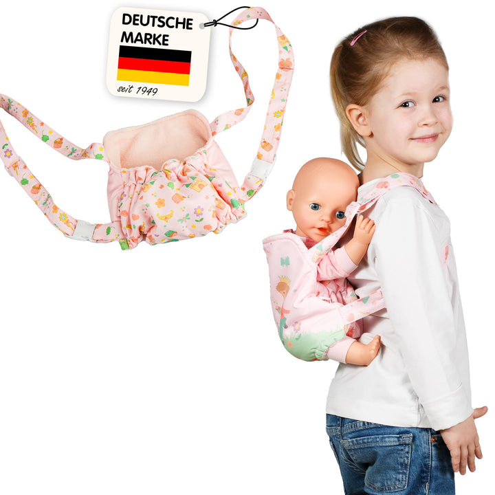 Heless 520 - Puppenzubehör Tragesitz "Prinzessin Emily", in Rosa, für Puppen und Kuscheltiere aller