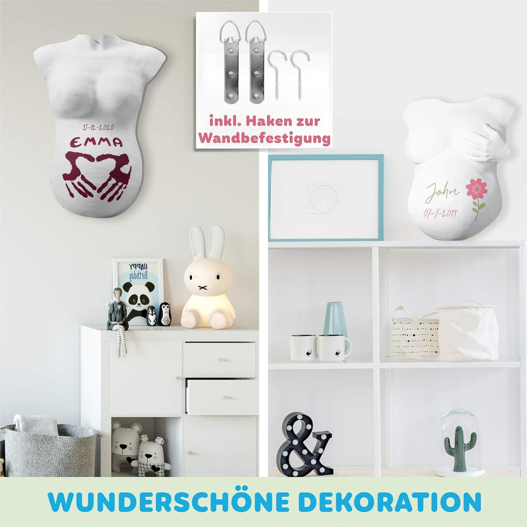 Hipsty Gipsabdruck Babybauch Set mit (23m) Gipsbinden, 12 Acrylfarben & vielem mehr | Der Bauchabdru