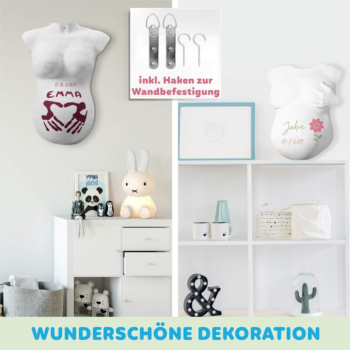 Hipsty Gipsabdruck Babybauch Set mit (23m) Gipsbinden, 12 Acrylfarben & vielem mehr | Der Bauchabdru