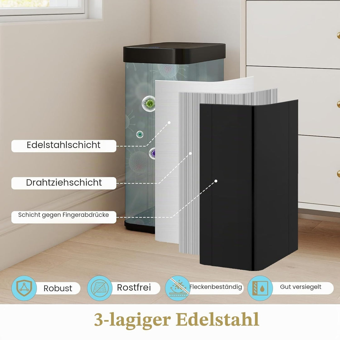LIFEZEAL 60L Mülleimer, Küchenabfalleimer mit Smart Sensor, Abfalleimer Küche mit Deckel für Mülltre