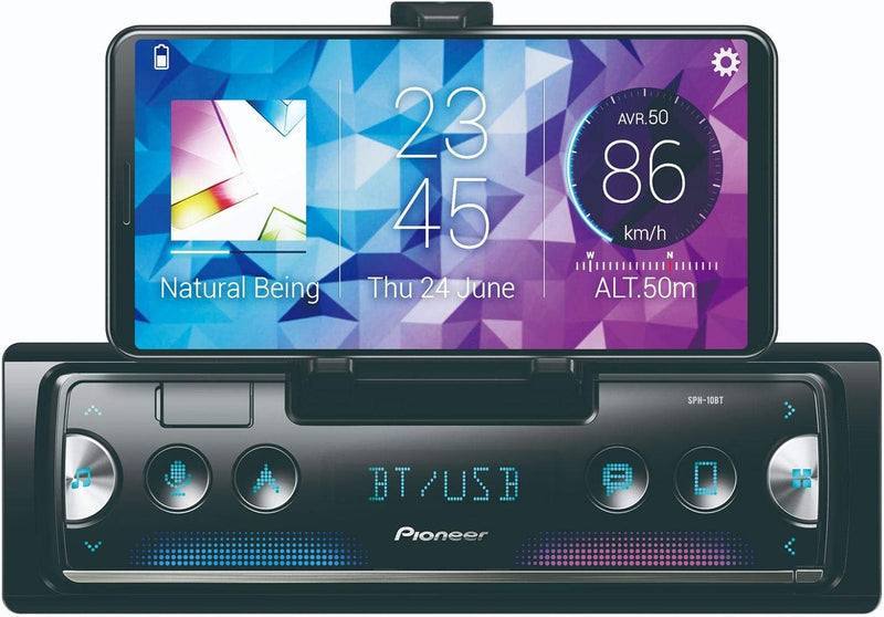 Pioneer SPH-10BT - Auto Media-Receiver (Schwarz, Silber, 1 DIN, 200 W, 4.0 Kanäle, 50 W, Android,