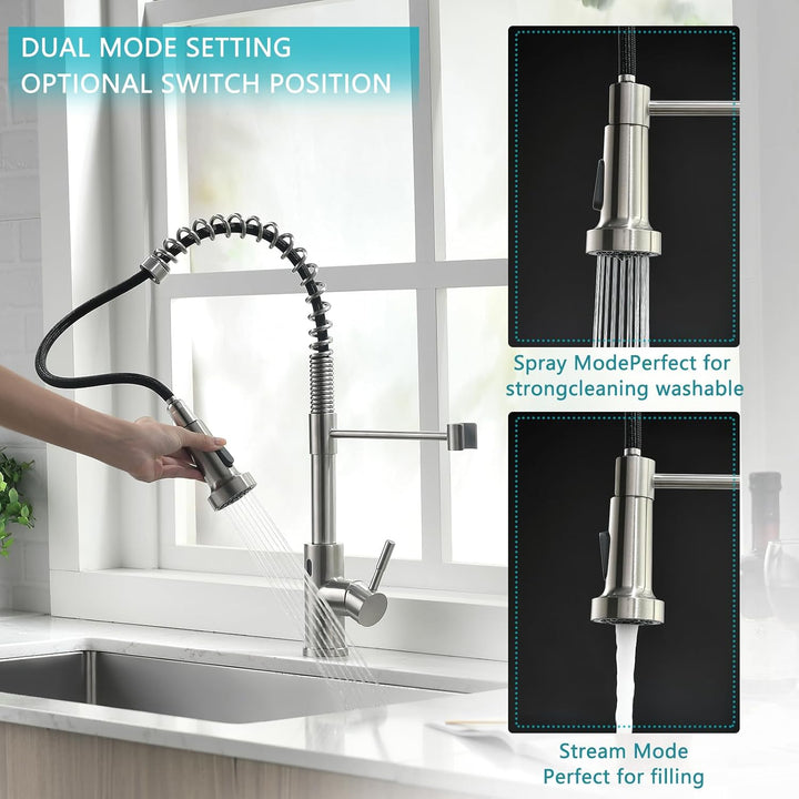 TIMACO Infrarot Sensor Wasserhahn Küche Mit Ausziehbare Brause Küchenarmatur 360° Schwenkbar Mischba