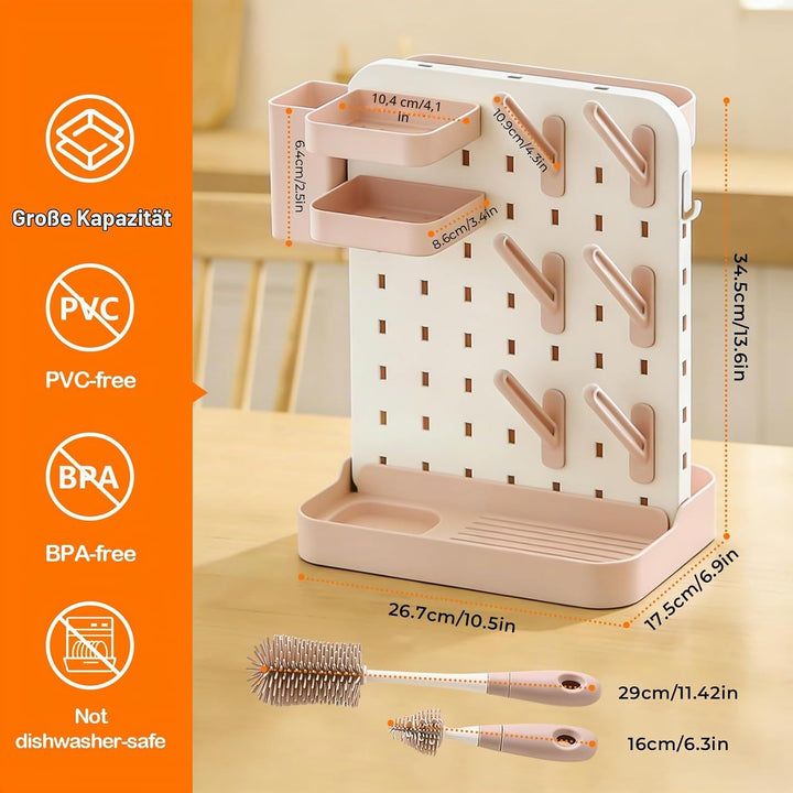 auvstar Trockenständer Babyflaschen mit Flaschenbürsten Set,Abtropfgestell Flaschen Baby,Platzsparen