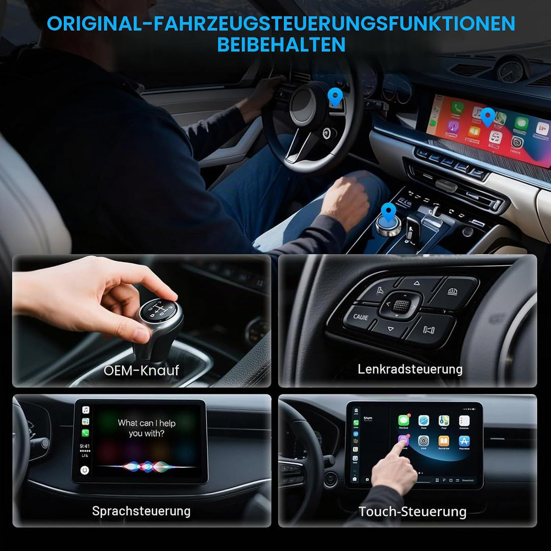 Wireless CarPlay Adapter 2-in-1, 2025 Aufgerüstet Wired zu Wireless für CarPlay/Android Auto, Mini-D