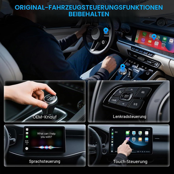 Wireless CarPlay Adapter 2-in-1, 2025 Aufgerüstet Wired zu Wireless für CarPlay/Android Auto, Mini-D