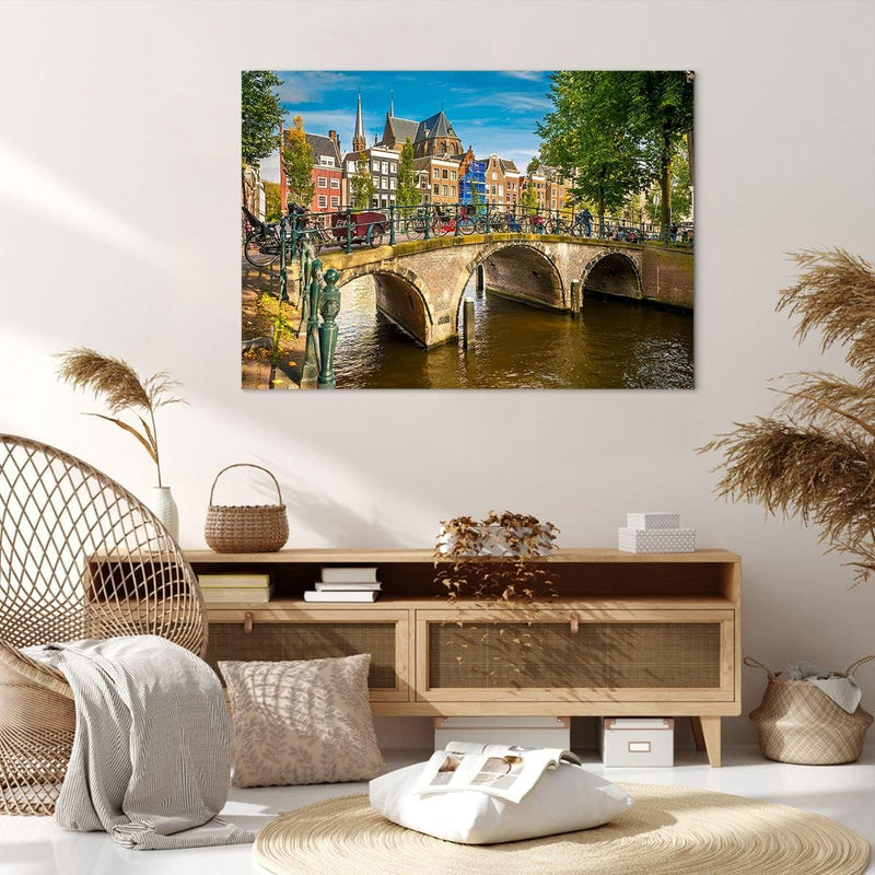 Bilder auf Leinwand 100x70cm Leinwandbild amsterdam Bögen Architektur Gebäude Gross Wanddeko Bild Sc