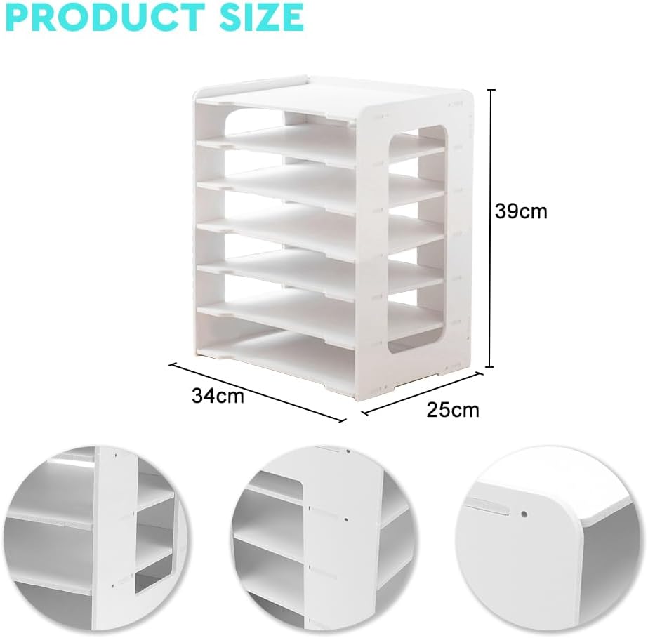 7-Tier Schreibtisch Organizer A4, Briefablage Stapelbares Dokumentenablage, A4 Papier Aktenaufbewahr