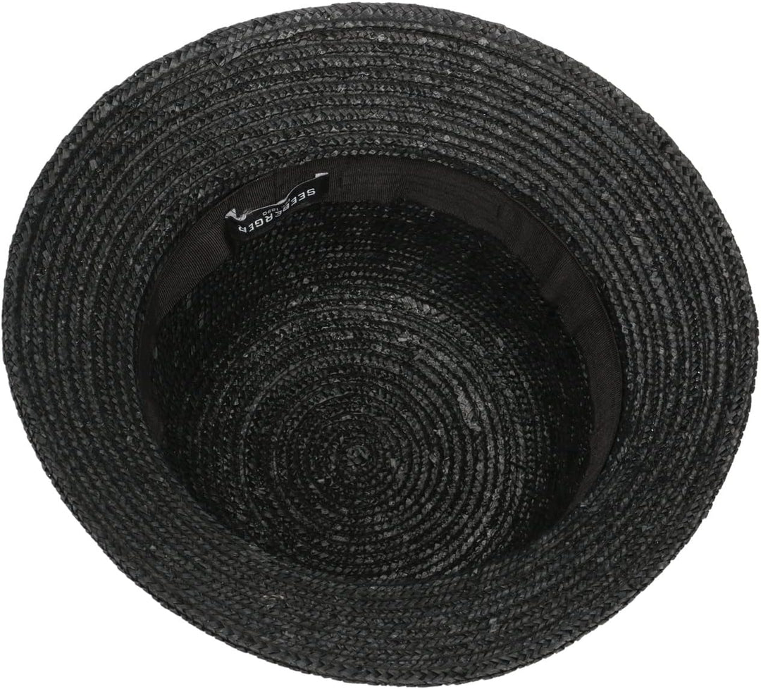 Seeberger Mariva Flower Bortenhut Strohhut Damenhut Sommerhut Sonnenhut Strohglocke (One Size - schw