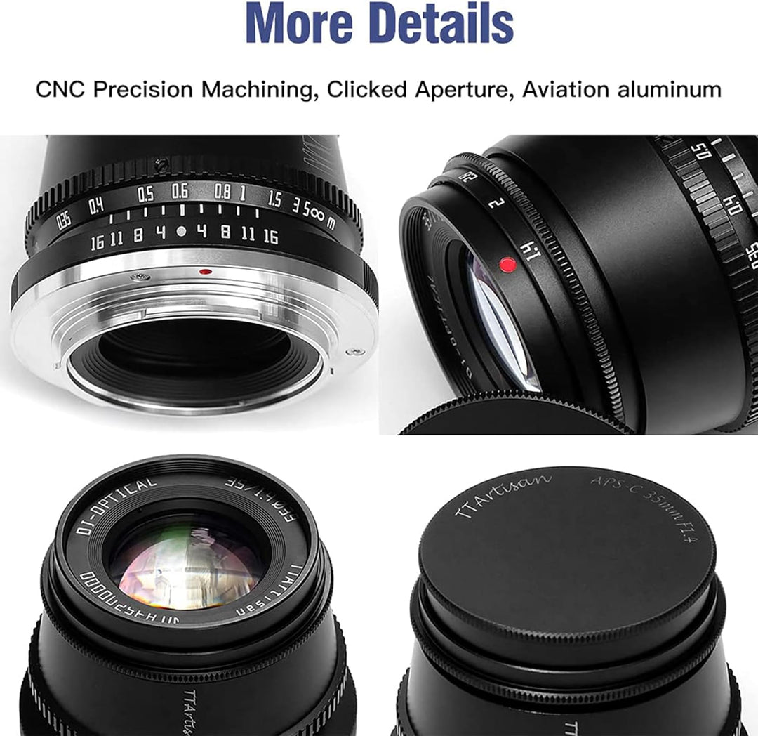 TTARTISAN 35 mm f1.4 APS-C manueller Fokus Objektiv für X-Mount, schwarz