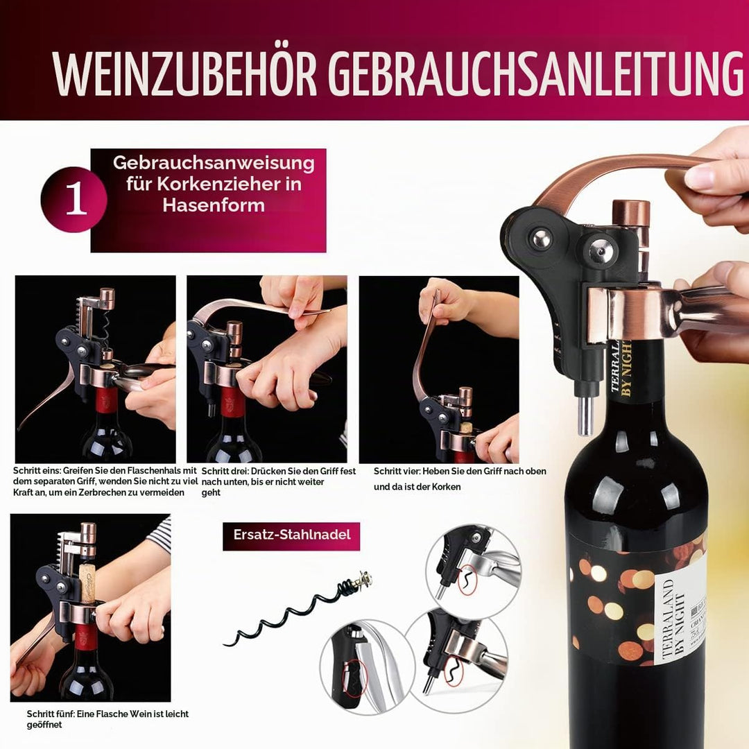 ZBPASL Korkenzieher Set in Holzkiste Geschenk,Luxus Weinöffner,Wein Sommelier Sets mit Flaschenöffne
