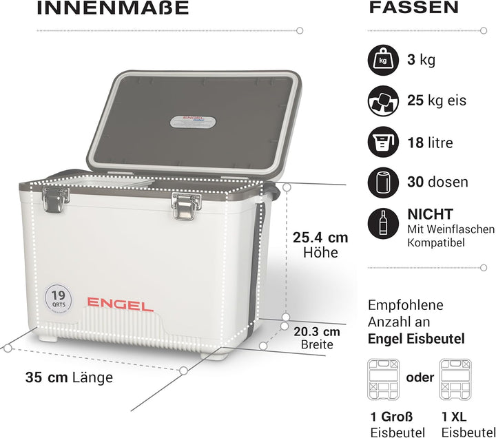 ENGEL Kühlbox 19qt (18 Liter) Auslaufsicher, Luftdicht, Tragbare Kühlbox für Camping, Angeln, Wander