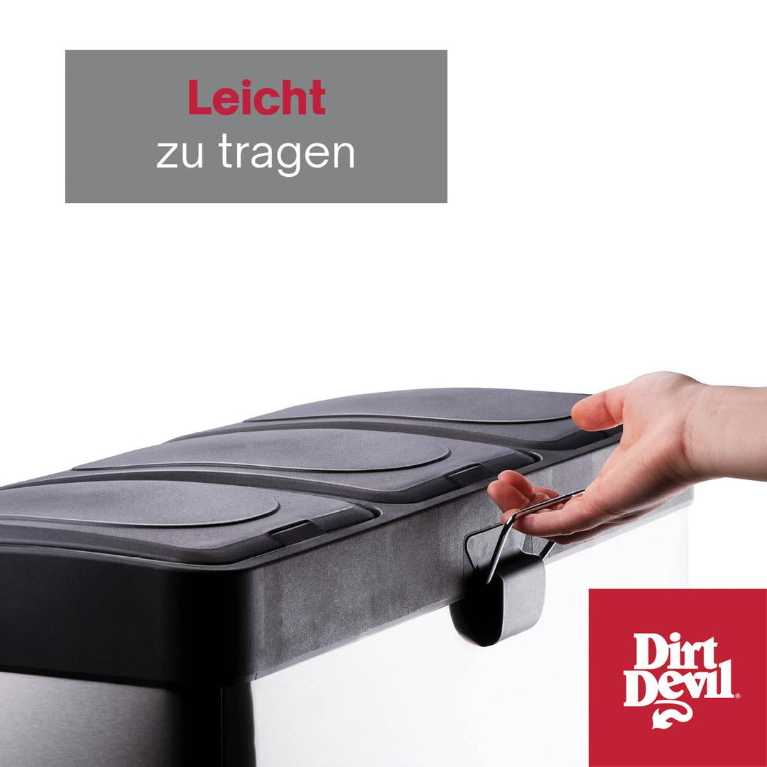 Dirt Devil Tretmülleimer 3 x 15L - Mülltrennsystem mit 3 Fächer - Abfalleimer Küche - Mülleimer mit