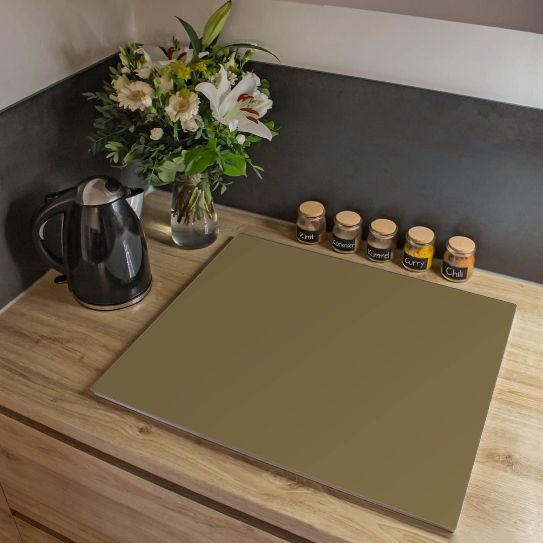 banjado® Herdabdeckplatte Glas 1-teilig 60x52 cm/Schneidebrett Herdabdeckung mit Motiv Gold Metallic